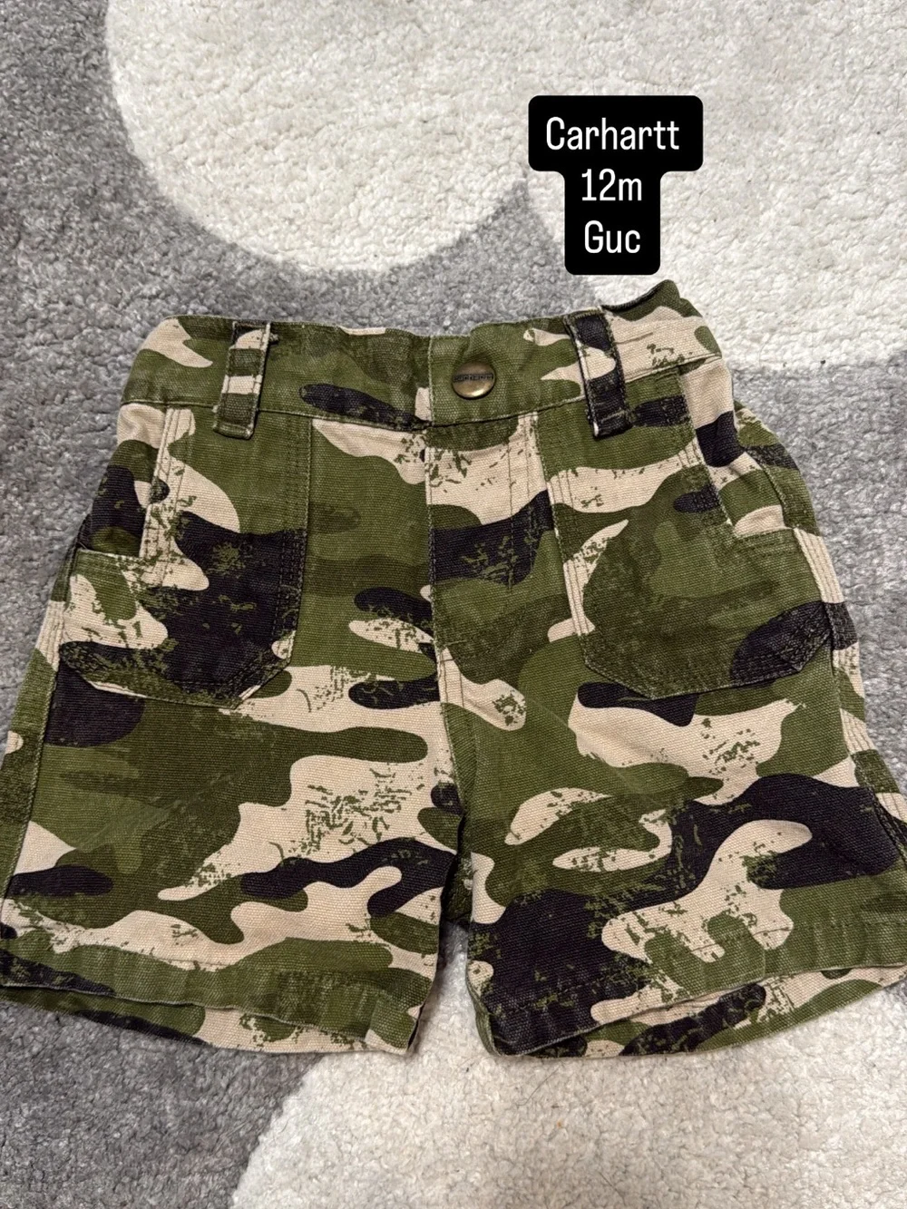 Carhartt Toddler Camo Cargo Shorts - Olive Green & Tan